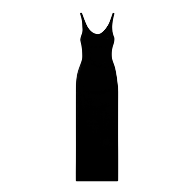 Shop Saint Laurent Velvet Midi Dress In Black
