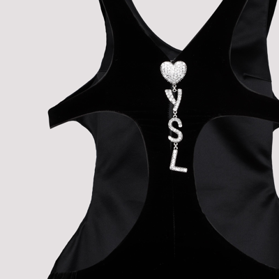 Shop Saint Laurent Velvet Midi Dress In Black