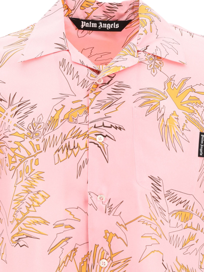 Shop Palm Angels "abstract Palms" Shirt In Pink
