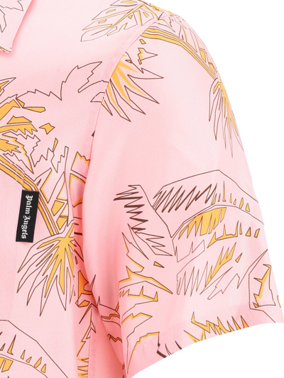 Shop Palm Angels "abstract Palms" Shirt In Pink