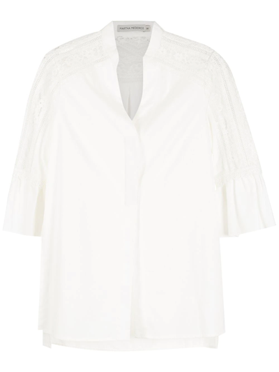 Shop Martha Medeiros Pandora Lace-trim Shirt In White