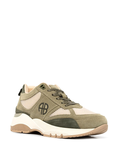 Shop Anine Bing Dina Leather Sneakers In Neutrals
