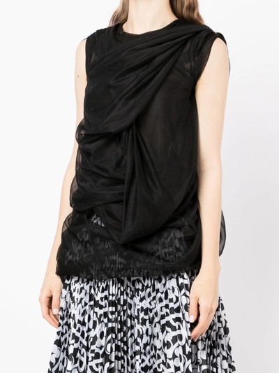 Shop Junya Watanabe Draped Sleeveless Top In Black