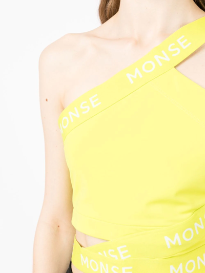 Monse Logo-print Zigzag Cropped Top In Grün