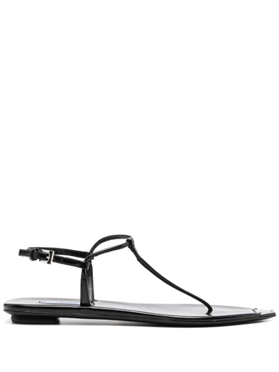 Prada Thong-strap Flat Sandals In Schwarz