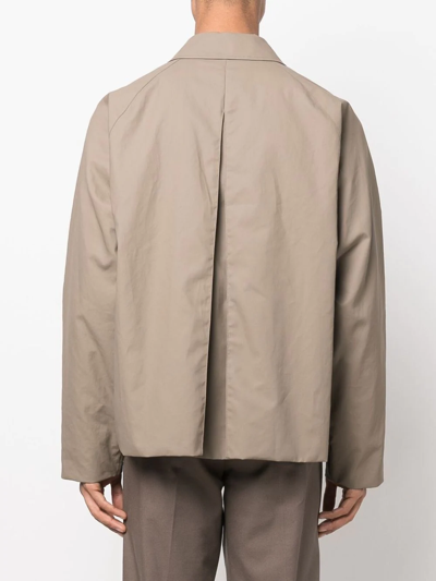 Shop Fendi Asymmetric-hem Shirt Jacket In Braun