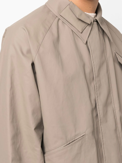 Fendi Asymmetric-hem Shirt Jacket In Braun