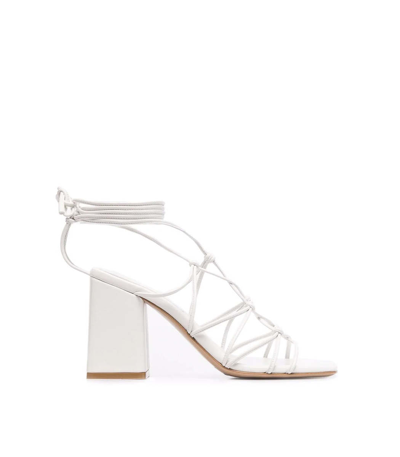 Shop Gianvito Rossi Mina Strappy Block Heels In White