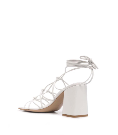 Shop Gianvito Rossi Mina Strappy Block Heels In White