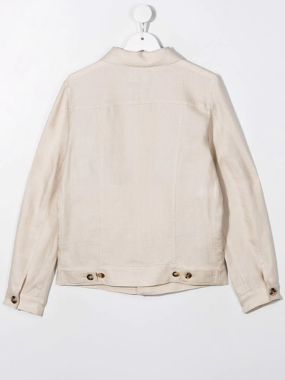 Shop Brunello Cucinelli Teen Long-sleeve Shirt Jacket In Neutrals