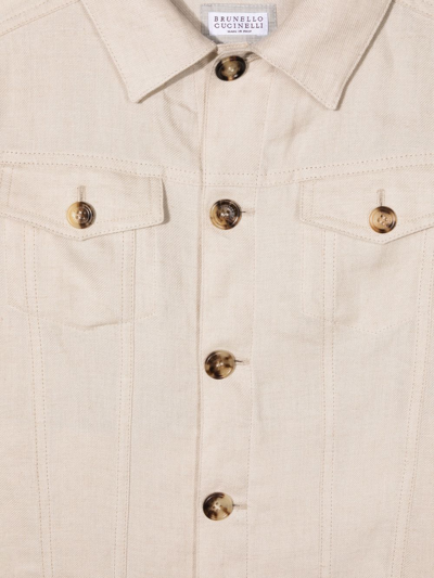 Shop Brunello Cucinelli Teen Long-sleeve Shirt Jacket In Neutrals