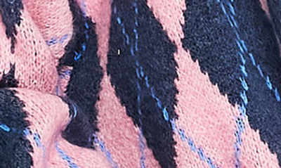 Shop Topshop Knit Argyle Cardigan In Mid Blue