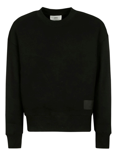 Shop Ami Alexandre Mattiussi Ami Logo Patch Crewneck Sweatshirt In Black