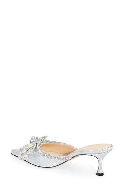 Shop Mach & Mach Double Bow Pointed Toe Mule In Silver