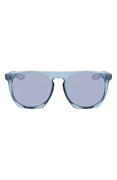 Shop Nike Flatspot Xxii 52mm Geometric Sunglasses In Worn Blue/ Silver Flash