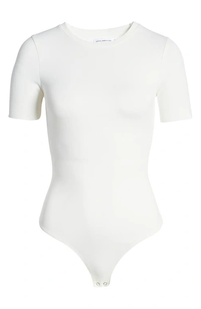 Shop Good American Scuba Short Sleeve Bodysuit In White001