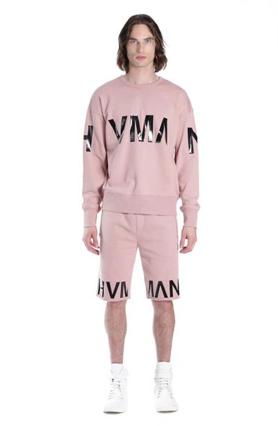 Shop Hvman Logo Crewneck Sweatshirt In Dusty Pink