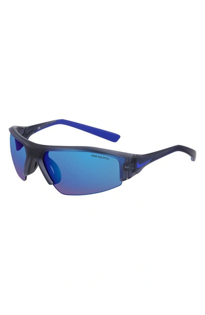 Shop Nike Skylon Ace 22 70mm Rectangular Sunglasses In Matte Dark Grey/ Blue Mirror
