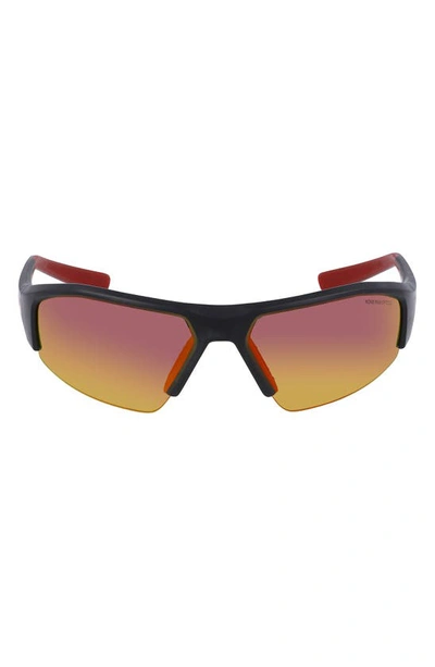 Shop Nike Skylon Ace 22 70mm Rectangular Sunglasses In Matte Black/ Red Mirror