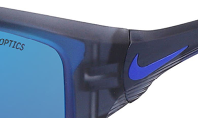 Shop Nike Skylon Ace 22 70mm Rectangular Sunglasses In Matte Dark Grey/ Blue Mirror