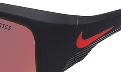 Shop Nike Skylon Ace 22 70mm Rectangular Sunglasses In Matte Black/ Red Mirror