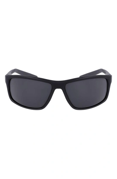 Shop Nike Adrenaline 22 64mm Rectangular Sunglasses In Matte Black/ Dark Grey