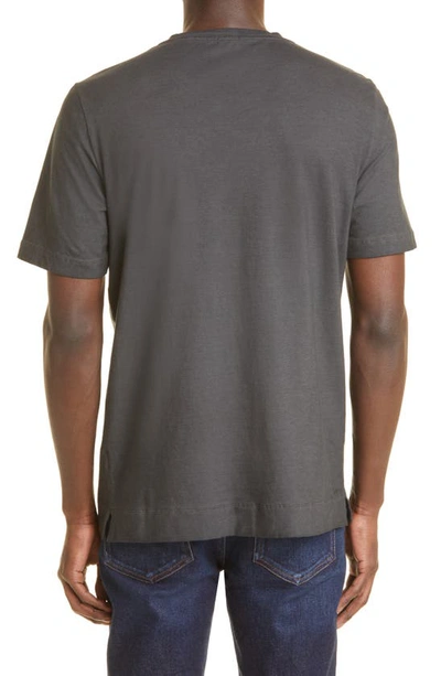 Shop Massimo Alba Watercolor Cotton Pocket Tee In Black