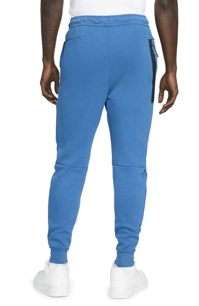 Shop Nike Tech Fleece Jogger Sweatpants In Dark Marina Blue/ Light Bone
