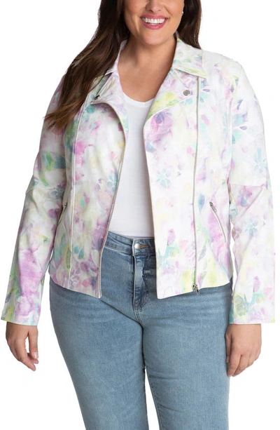 Shop Adyson Parker Zip-up Moto Jacket In Spring Lilac Combo