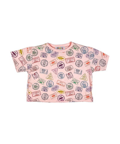 Shop Mixed Up Clothing Little Girls Viaje Graphic Cropped T-shirt In Pink