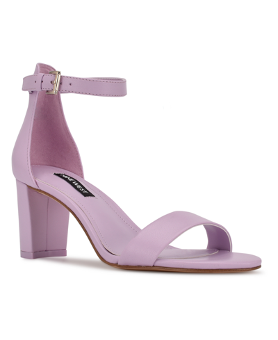 Shop Nine West Women's Pruce Ankle Strap Block Heel Sandals Women's Shoes In Lilac Leather