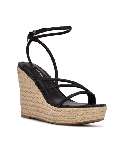 Shop Nine West Women's Hipsta Espadrille Wedge Sandals Women's Shoes In Black