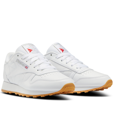 Shop Reebok Women's Classic Leather Casual Sneakers From Finish Line In White/gray/gum