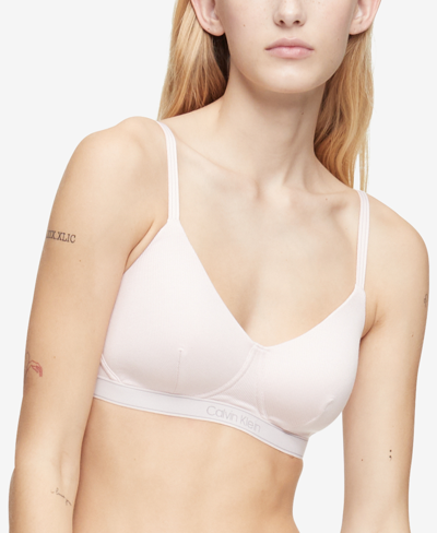 Shop Calvin Klein Women's Pure Ribbed Light Lined Bralette Qf6439 In Barely Pink