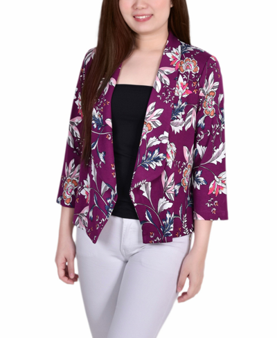 Shop Ny Collection Women's 3/4 Sleeve Shawl Collar Jacket In Plum Caspia