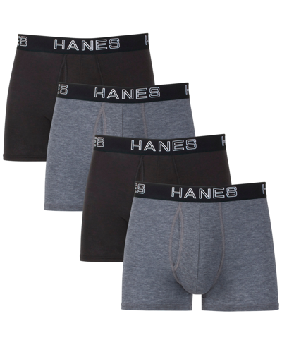 Shop Hanes Men's 4-pk. Ultimate Comfortflex Fit Total Support Pouch Trunks In Black/grey