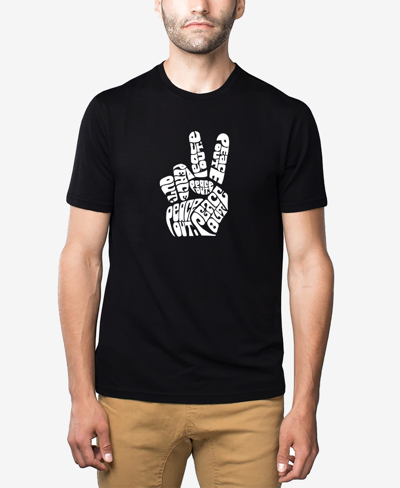 Shop La Pop Art Men's Premium Blend Word Art Peace Out T-shirt In Black