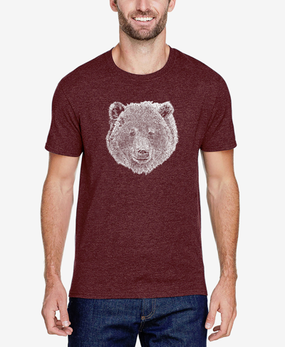 Shop La Pop Art Men's Premium Blend Word Art Bear Face T-shirt In Burgundy