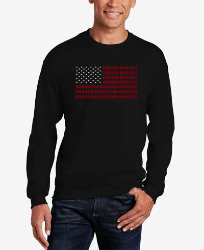 Shop La Pop Art Men's Word Art Usa Flag Crewneck Sweatshirt In Black