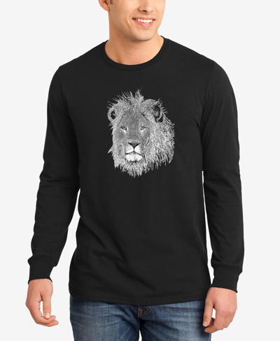 La Pop Art Men's Word Art Long Sleeve Lion T-shirt In Black