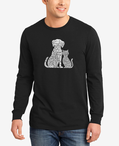 Shop La Pop Art Men's Word Art Long Sleeve Dogs And Cats T-shirt In Black