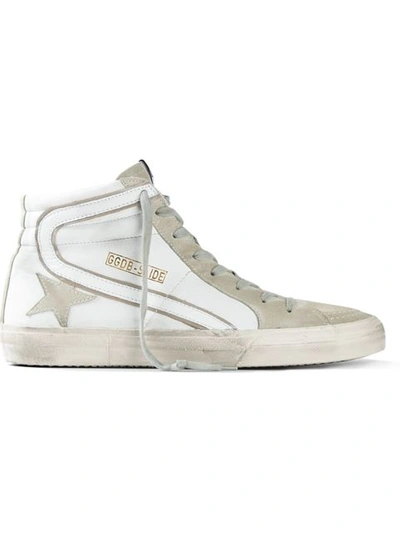 Golden Goose Distressed Leather And Suede High-top Trainers In White