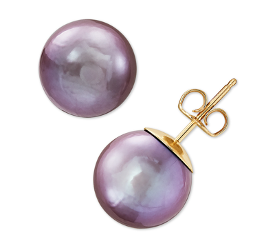 Shop Honora Purple Cultured Ming Pearl (11mm) Stud Earrings In 14k Gold In Plum
