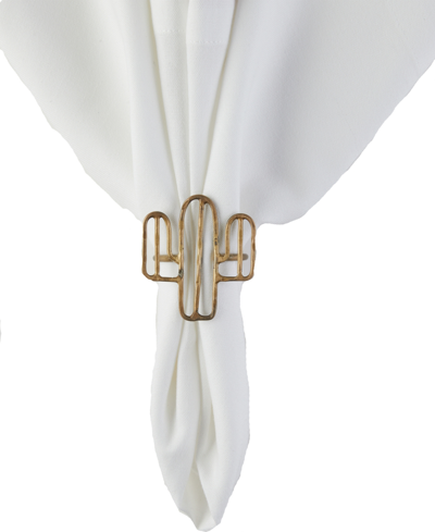 Shop Tableau Cactus Napkin Rings, Set Of 8 In Gold-tone