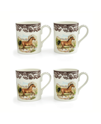 Spode American Quarter Horse Mug, Set Of 4 In Brown