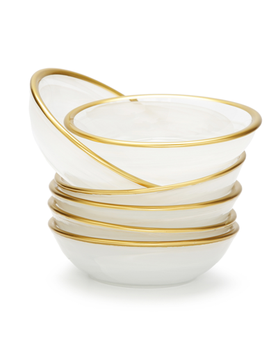 Classic Touch Alabaster Dip Bowls With Rim, Set Of 6 In Gold-tone