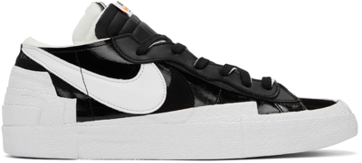 Shop Nike Black Sacai Edition Blazer Low Sneakers In Black/white-white