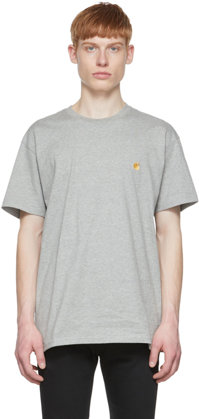 Shop Carhartt Grey Chase T-shirt In V690 Grey Heather /