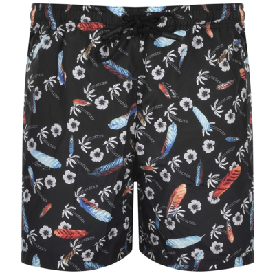 Marcelo Burlon County Of Milan Hawaii Print Tech Swim Shorts In Black