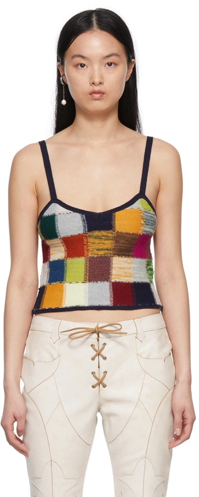 Shop Acne Studios Blue Wool Tank Top In Cv2 Dark Blue/multi